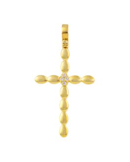 Μασίφ Χρυσός Σταυρός με Οβάλ Στοιχεία