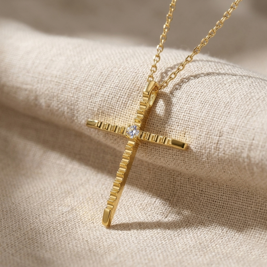 Μασίφ Χρυσός Σταυρός με Οδοντωτό Σχεδιασμό - Image 2