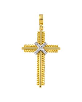 Μασίφ Χρυσός Σταυρός με στριφτό σύρμα