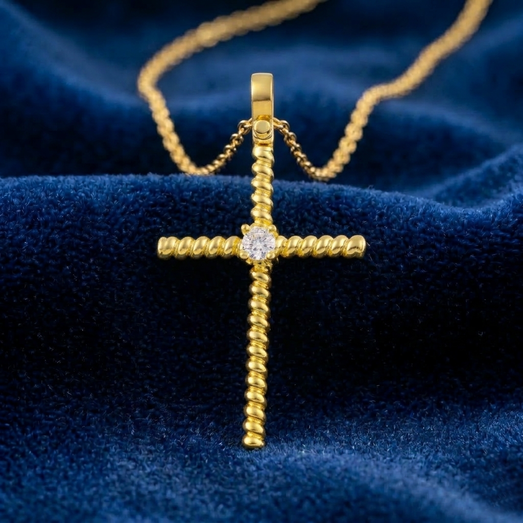 Μασίφ Χρυσός Σταυρός με στριφτό σύρμα - Image 2