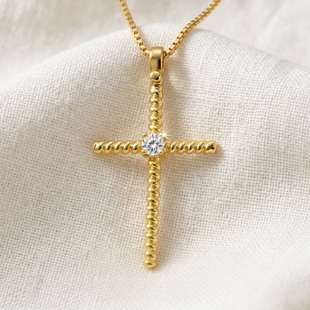 Μασίφ Χρυσός Σταυρός με στριφτό σύρμα - Image 3