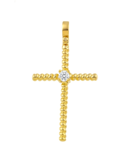 Μασίφ Χρυσός Σταυρός με στριφτό σύρμα