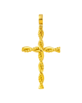 Μασίφ Χρυσός Σταυρός με Διπλή Πλέξη