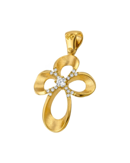 Μασίφ Χρυσός Σταυρός “Infinity Flower” με Ζιργκόν