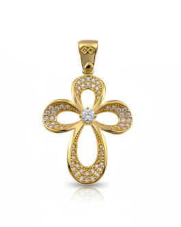 Χρυσός Σταυρός “Infinity Flower” με Ζιργκόν