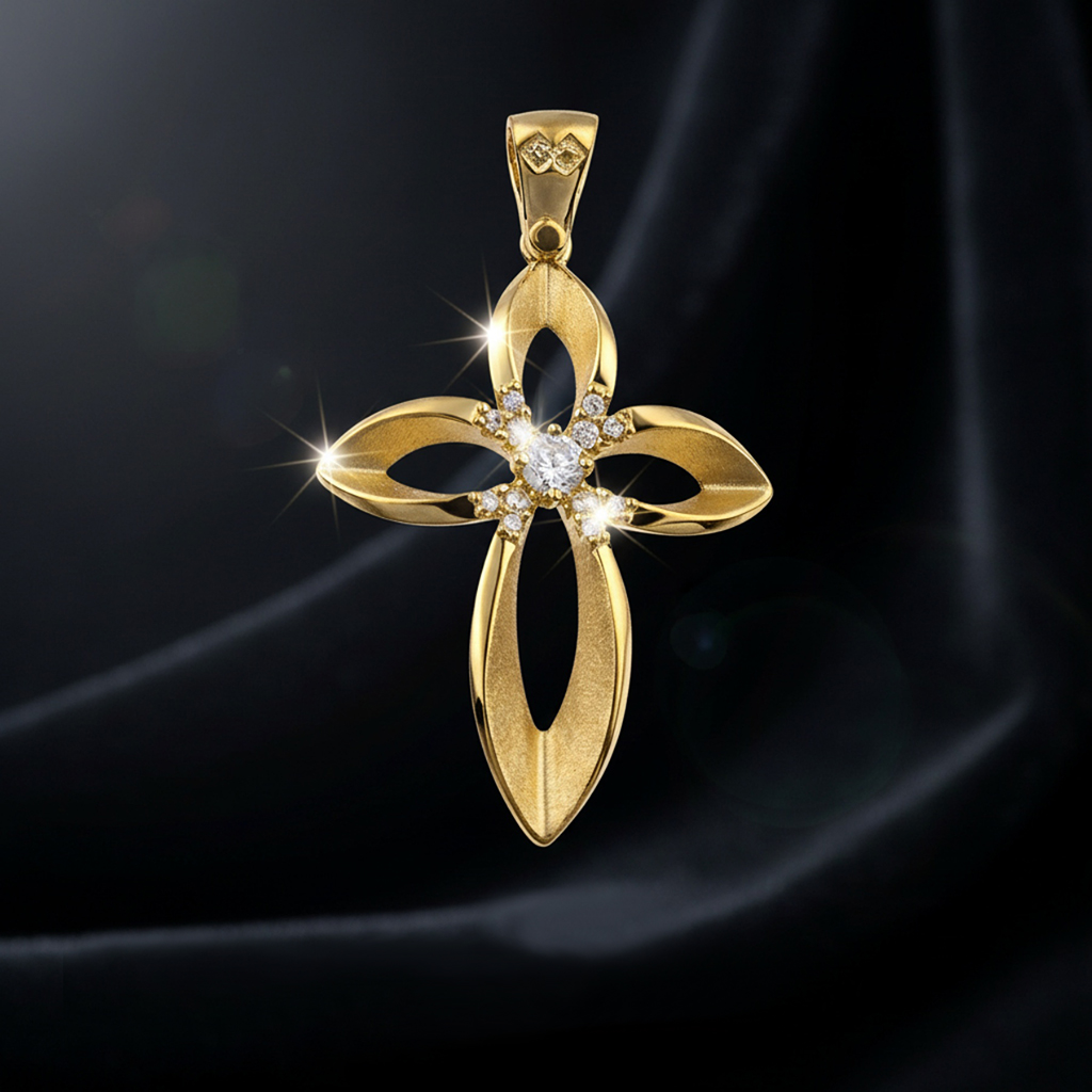 Χειροποίητος Χρυσός Σταυρός "Eternal Petals" - Image 2