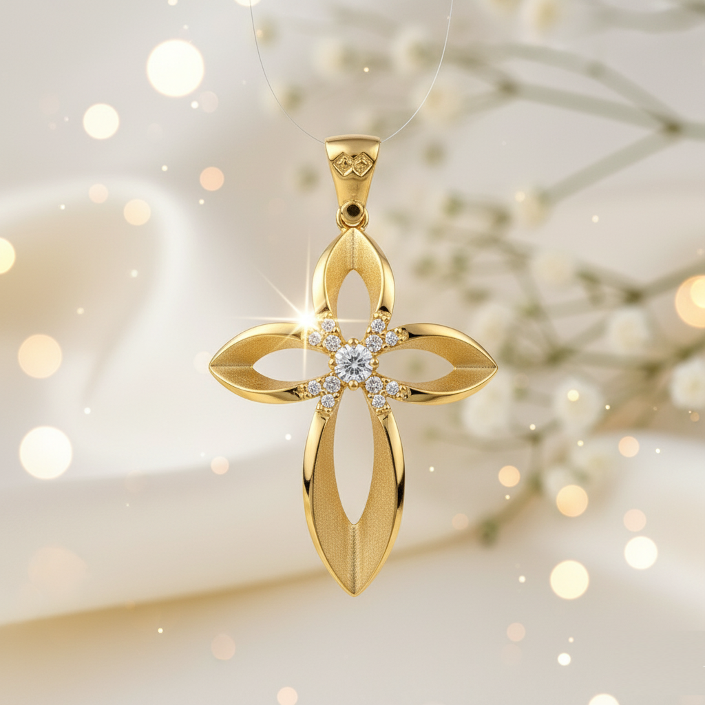 Χειροποίητος Χρυσός Σταυρός "Eternal Petals" - Image 3