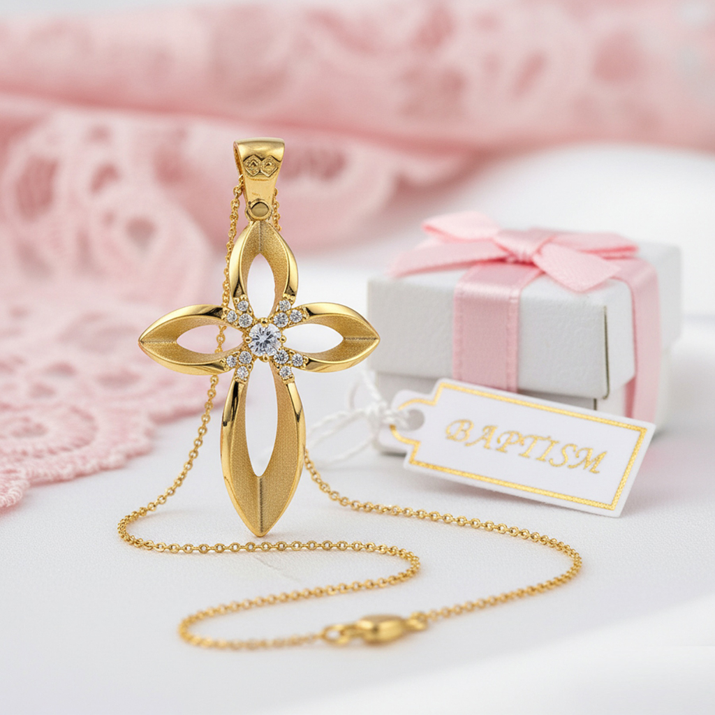 Χειροποίητος Χρυσός Σταυρός "Eternal Petals" - Image 4