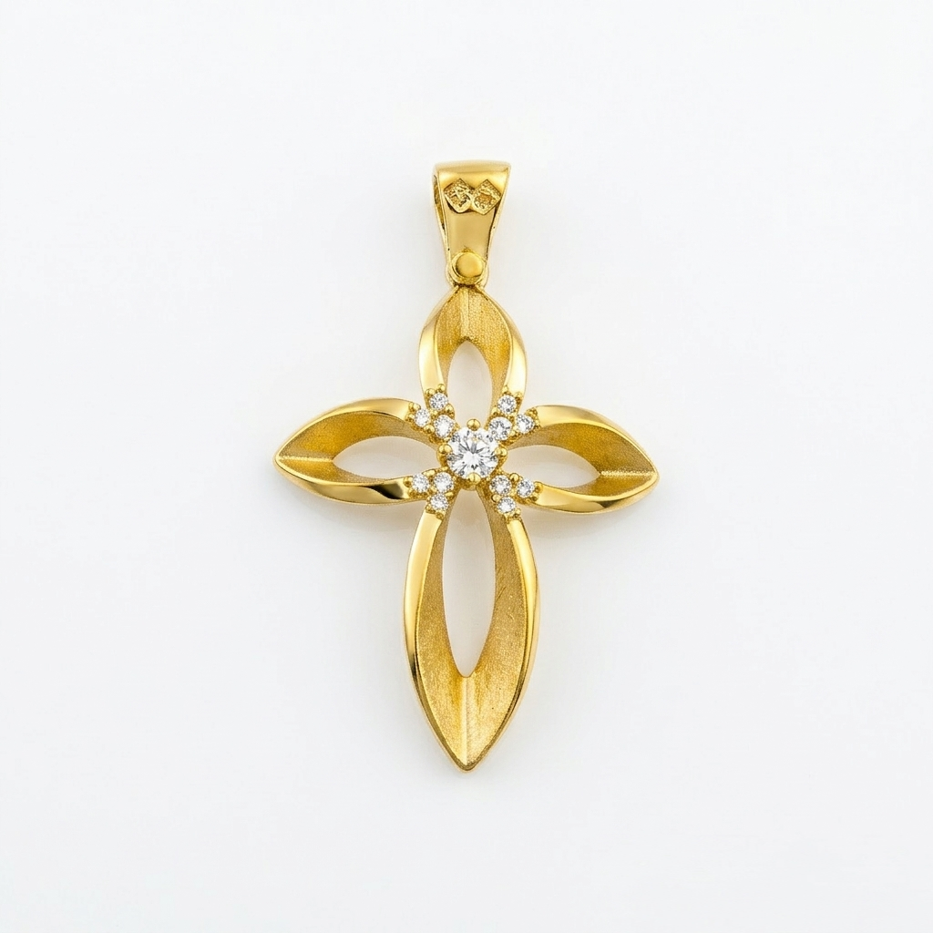 Χειροποίητος Χρυσός Σταυρός "Eternal Petals"