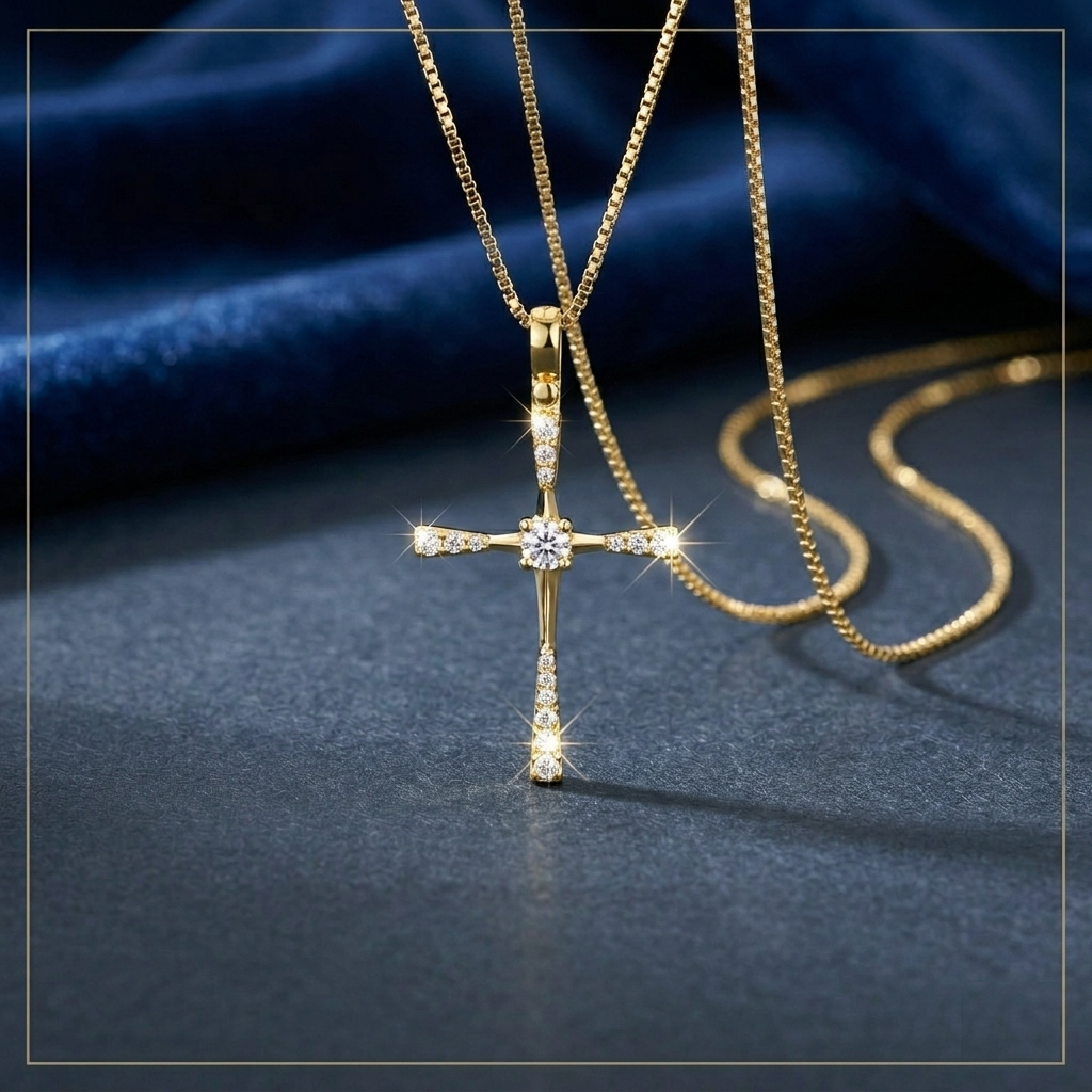 Μασίφ Χρυσός Σταυρός με Ζιργκόν - Image 2