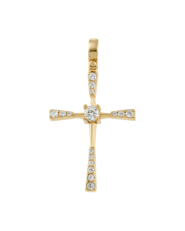 Μασίφ Χρυσός Σταυρός με Ζιργκόν